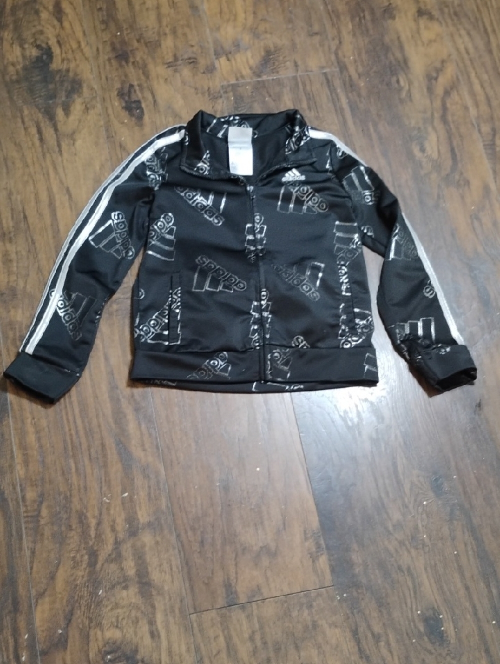 adidas Black Jacket with White Sleeve Stripes